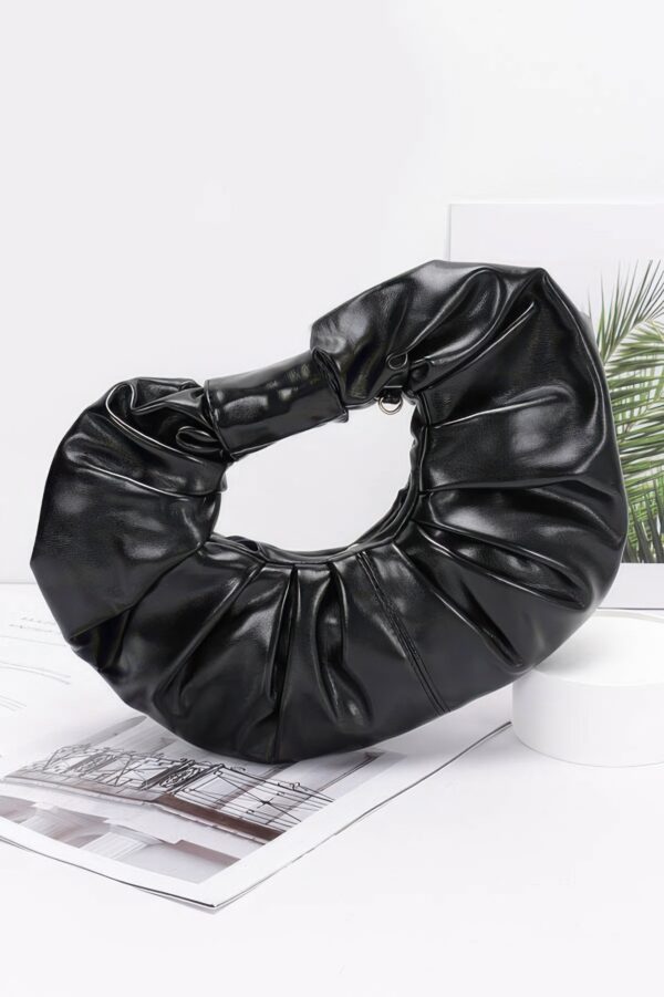 Metallic Ruffled Hobo Bag with Chain Handle