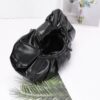 Metallic Ruffled Hobo Bag with Chain Handle