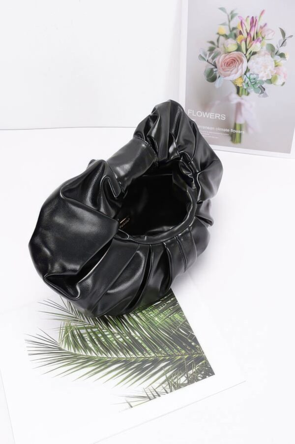 Metallic Ruffled Hobo Bag with Chain Handle