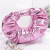 Metallic Ruffled Hobo Bag with Chain Handle