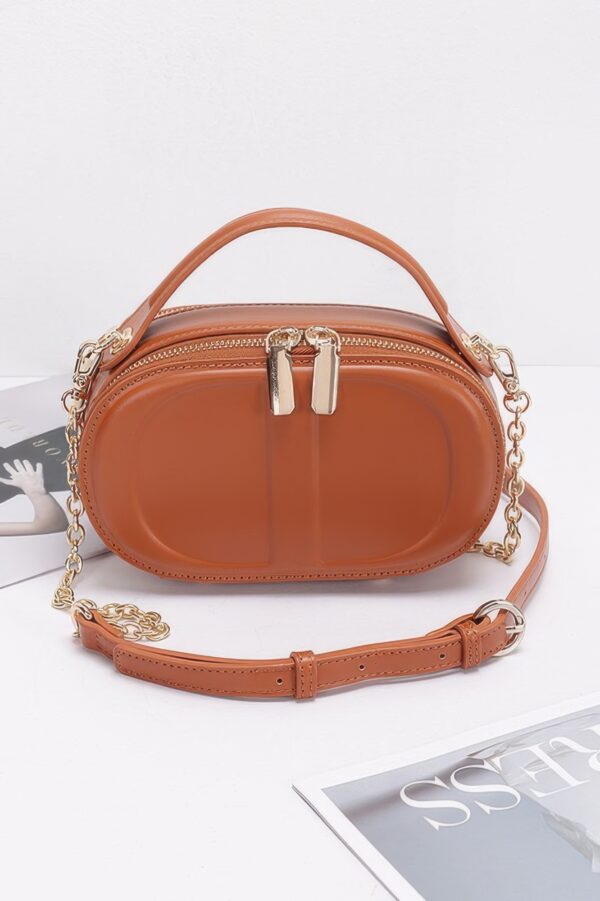 Gold-Accented Faux Leather Clutch – Structured Evening Bag