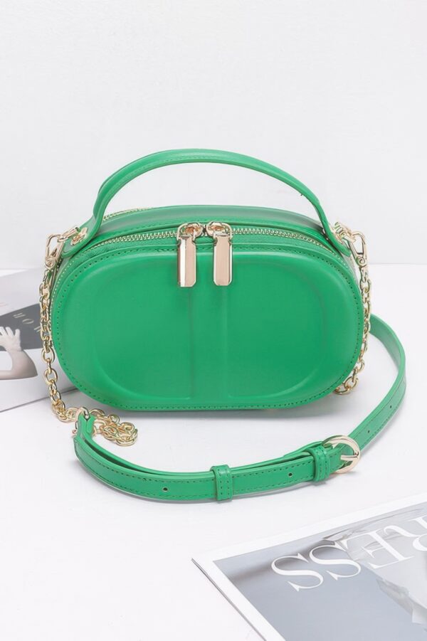 Gold-Accented Faux Leather Clutch – Structured Evening Bag
