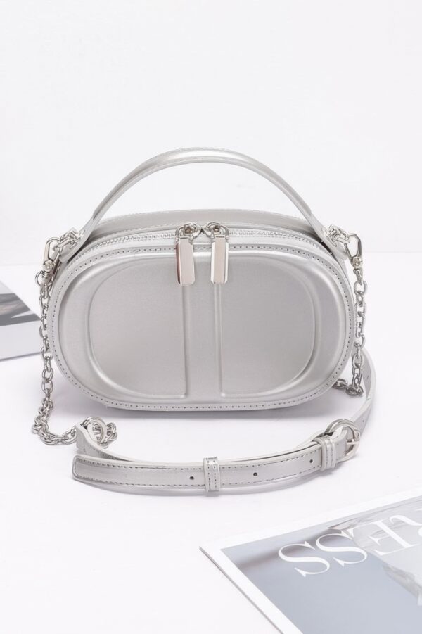 Gold-Accented Faux Leather Clutch – Structured Evening Bag