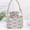 Rhinestone Braided Metal Bucket Bag – Gold Handle