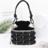 Rhinestone Braided Metal Bucket Bag – Gold Handle