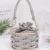 Rhinestone Braided Metal Bucket Bag – Gold Handle