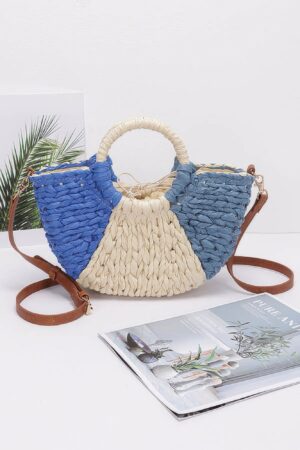 StrawEssence Faux Straw Tote with Woven Texture
