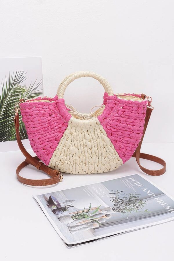 StrawEssence Faux Straw Tote with Woven Texture