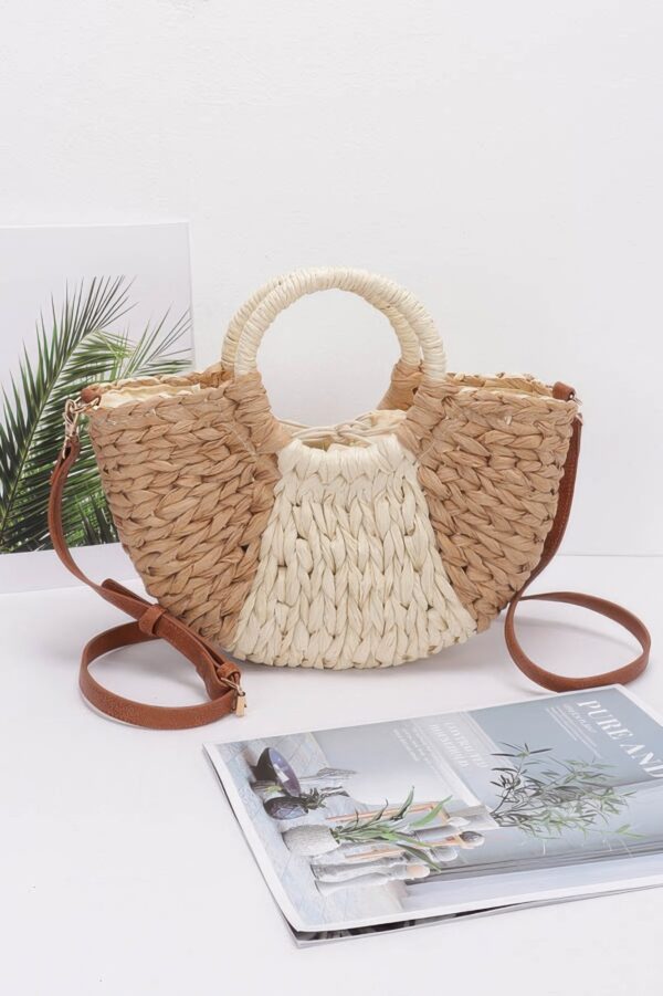 StrawEssence Faux Straw Tote with Woven Texture