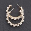 Pearl-Embellished Gold Hoop Earrings – Classic 2″