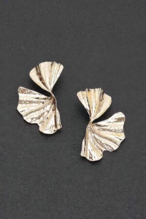 Leaf-Shaped Gold-Tone Drop Earrings
