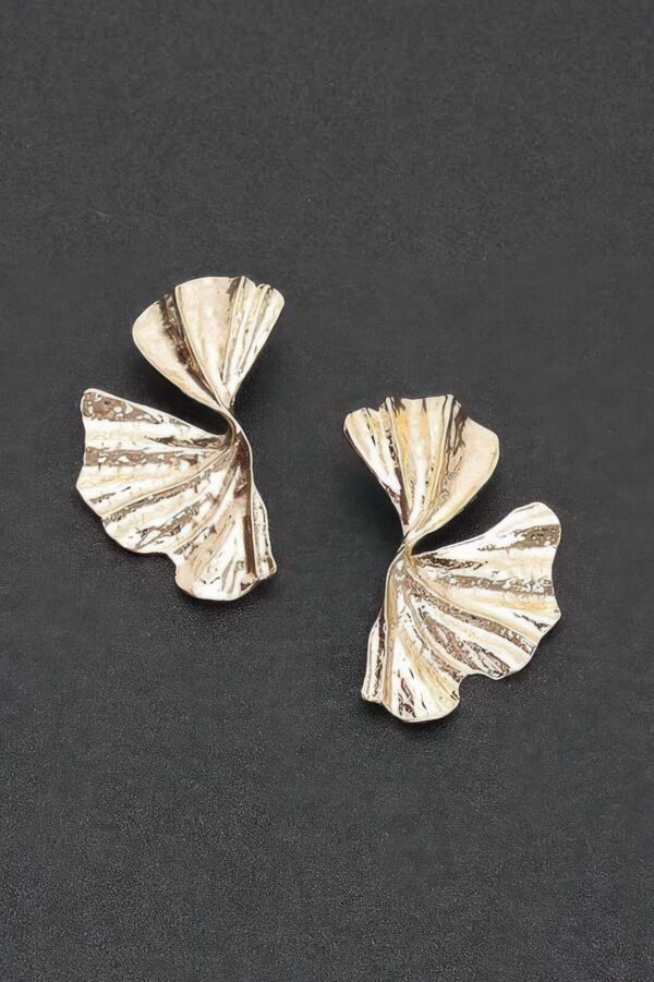 Leaf-Shaped Gold-Tone Drop Earrings