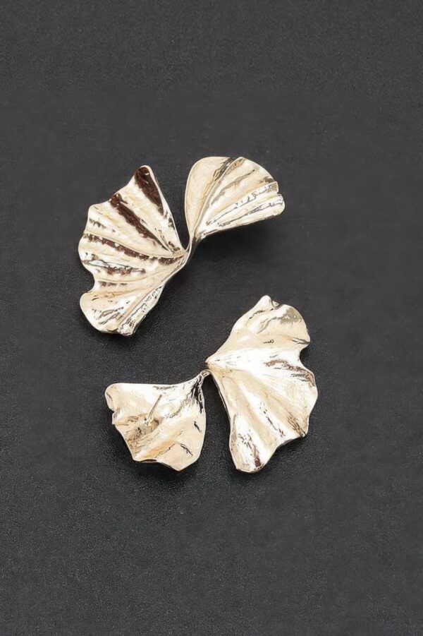 Leaf-Shaped Gold-Tone Drop Earrings