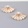 Pearl Fan Earrings – Gold-Tone Sculptural Design