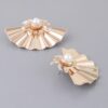Pearl Fan Earrings – Gold-Tone Sculptural Design