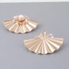 Pearl Fan Earrings – Gold-Tone Sculptural Design