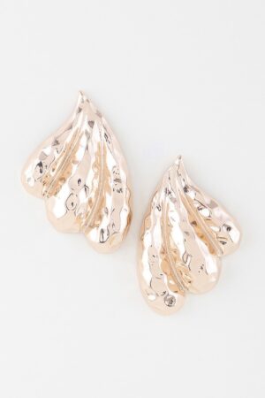 Golden Wave Sculpted Earrings – Polished Gold-Tone