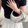 Metallic Acrylic Clutch – Structured High-Shine Evening Bag