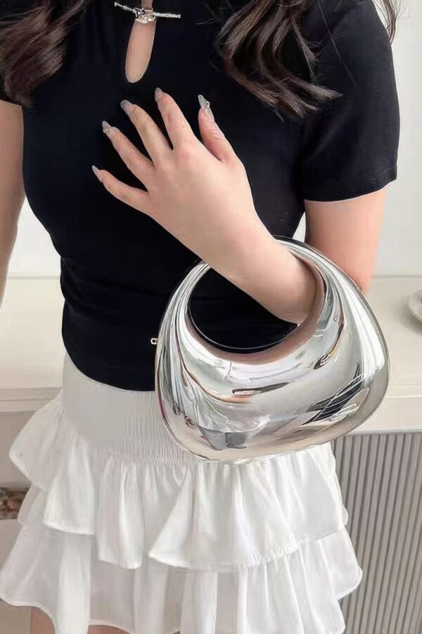 Metallic Acrylic Clutch – Structured High-Shine Evening Bag