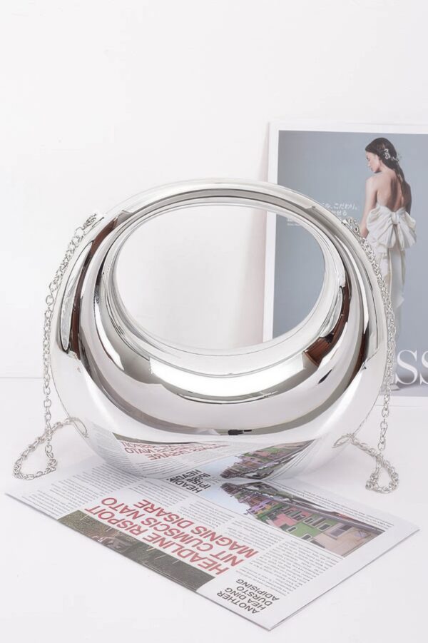 Metallic Acrylic Clutch – Structured High-Shine Evening Bag