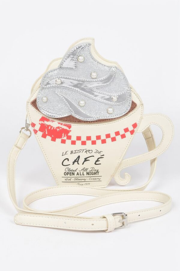 Whip Cream Coffee Cup Novelty Bag – PU Body & Metal Accents