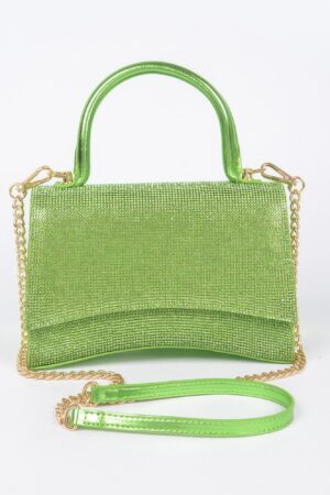 Rhinestone Top-Handle Flap Bag – Structured Evening Handbag