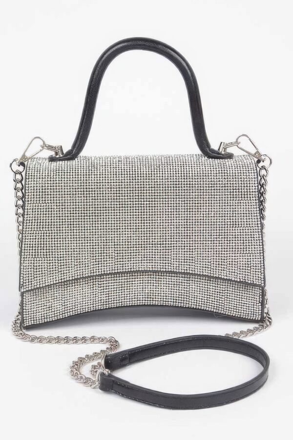 Rhinestone Top-Handle Flap Bag – Structured Evening Handbag