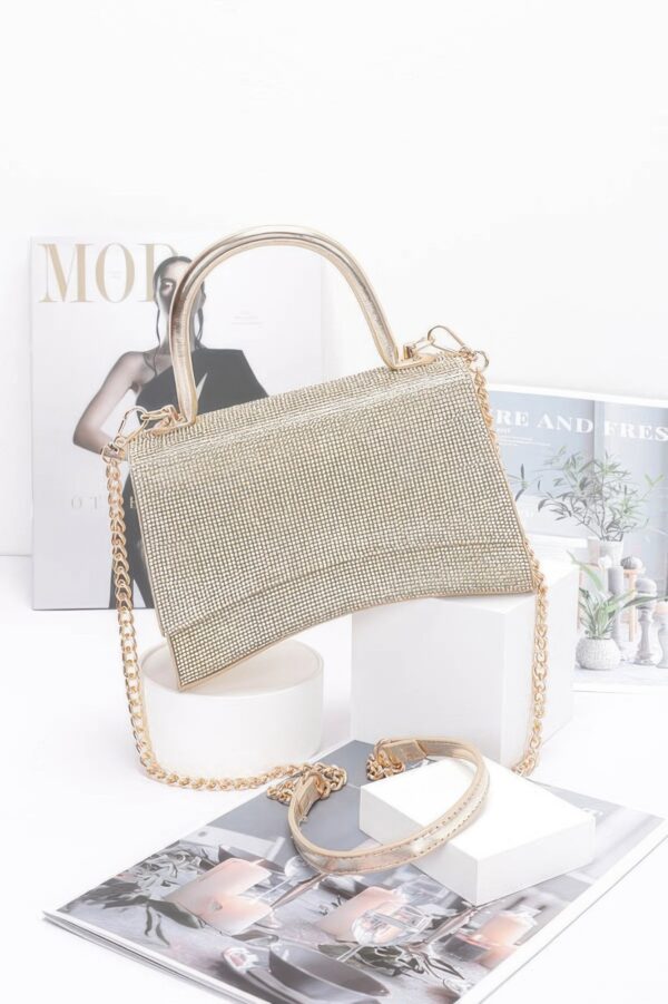 Rhinestone Top-Handle Flap Bag – Structured Evening Handbag