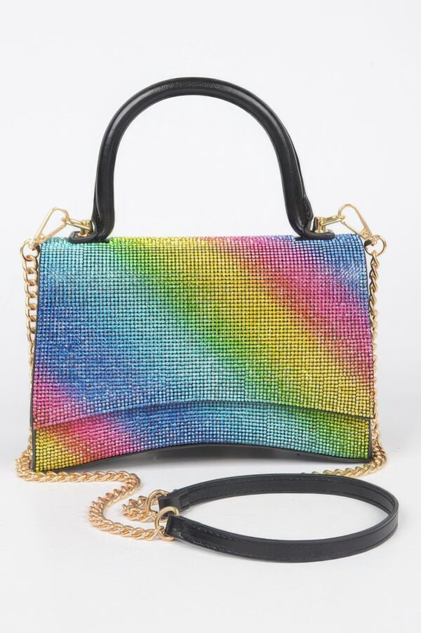 Rhinestone Top-Handle Flap Bag – Structured Evening Handbag