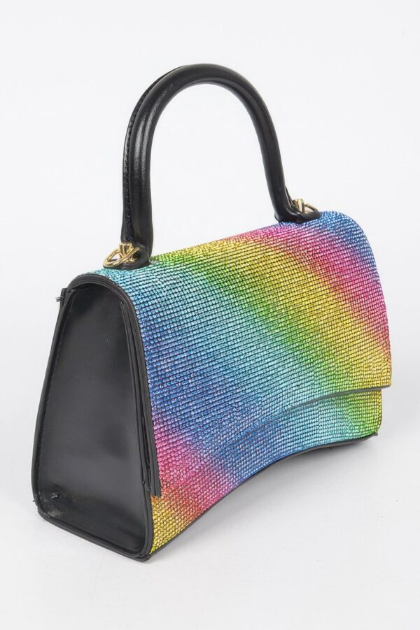 Rhinestone Top-Handle Flap Bag – Structured Evening Handbag