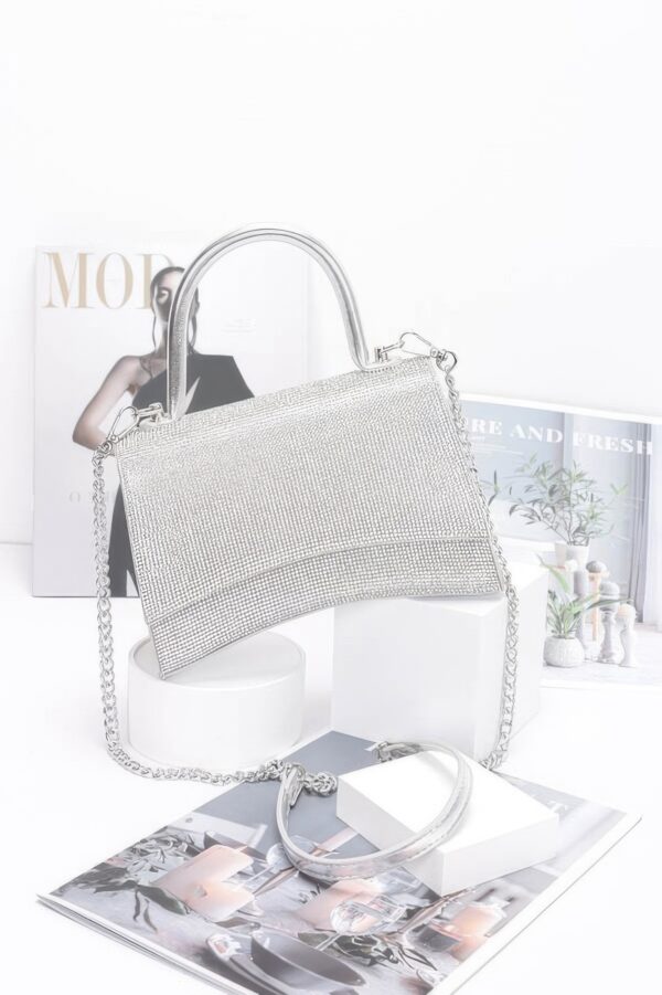 Rhinestone Top-Handle Flap Bag – Structured Evening Handbag