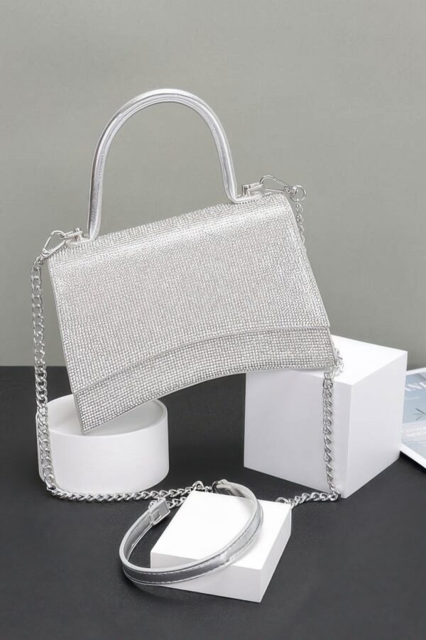 Rhinestone Top-Handle Flap Bag – Structured Evening Handbag