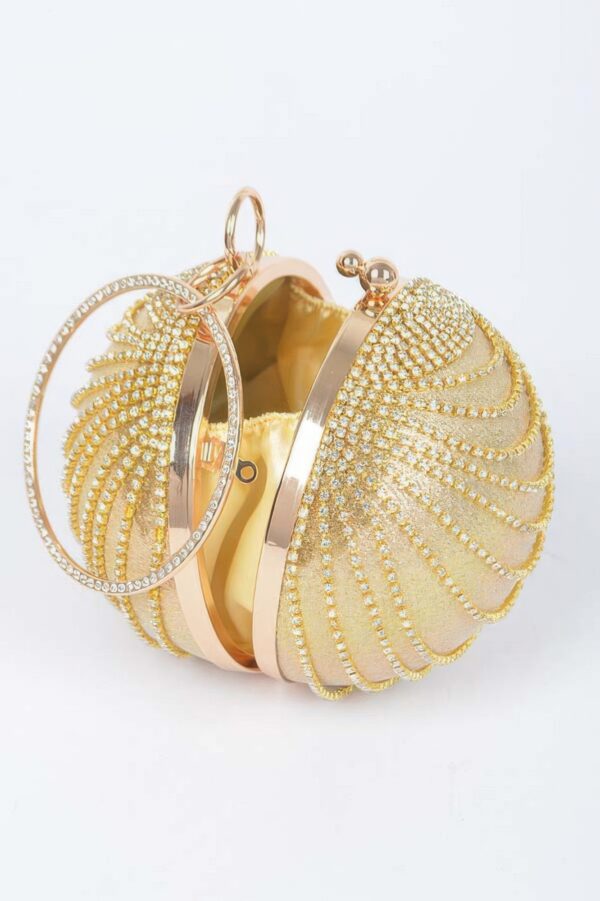 Rhinestone Round Party Clutch – Mixed Metal Accent