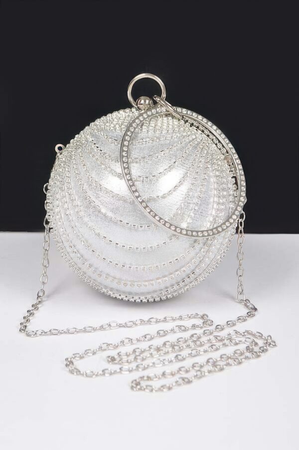 Rhinestone Round Party Clutch – Mixed Metal Accent
