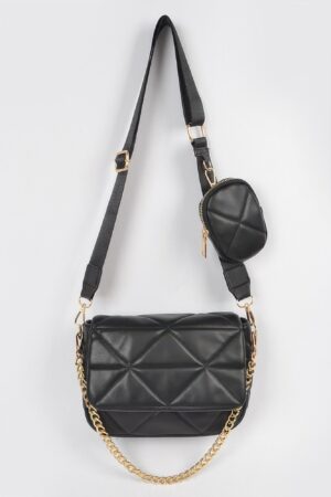 Quilted Crossbody Bag with Mixed Metal Accents