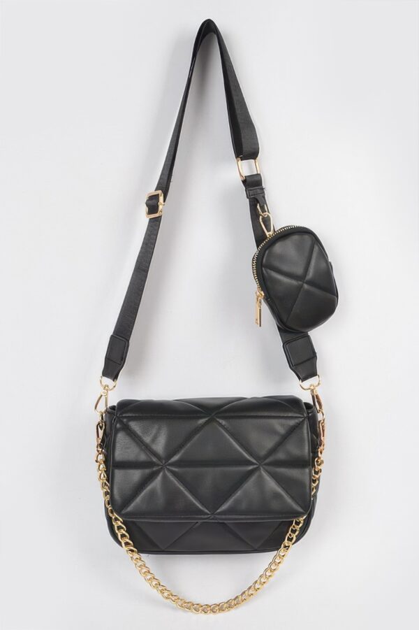 Quilted Crossbody Bag with Mixed Metal Accents