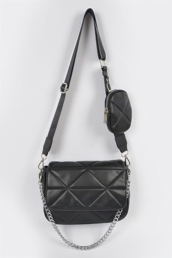 Quilted Crossbody Bag with Mixed Metal Accents