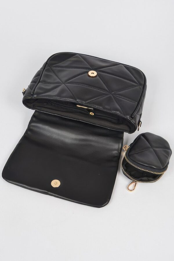 Quilted Crossbody Bag with Mixed Metal Accents