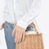 Bamboo Box Clutch with Faux Pearl Strap