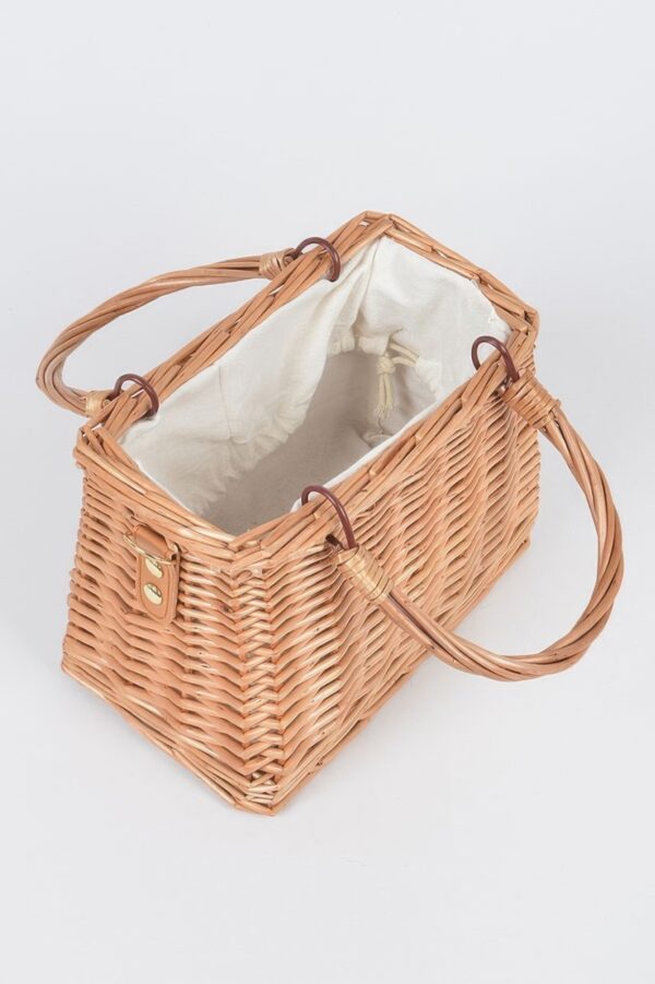 Bamboo Box Clutch with Faux Pearl Strap