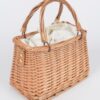 Bamboo Box Clutch with Faux Pearl Strap