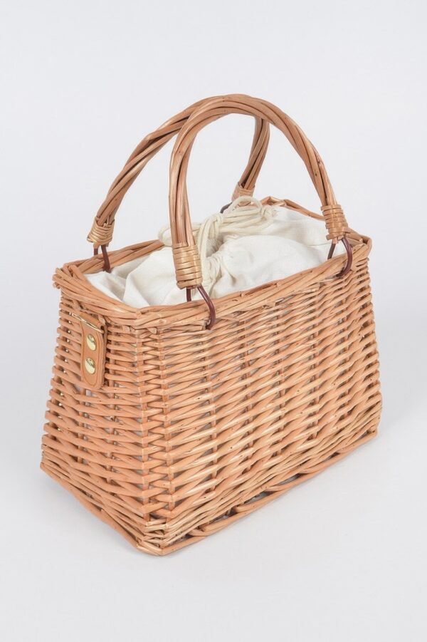 Bamboo Box Clutch with Faux Pearl Strap