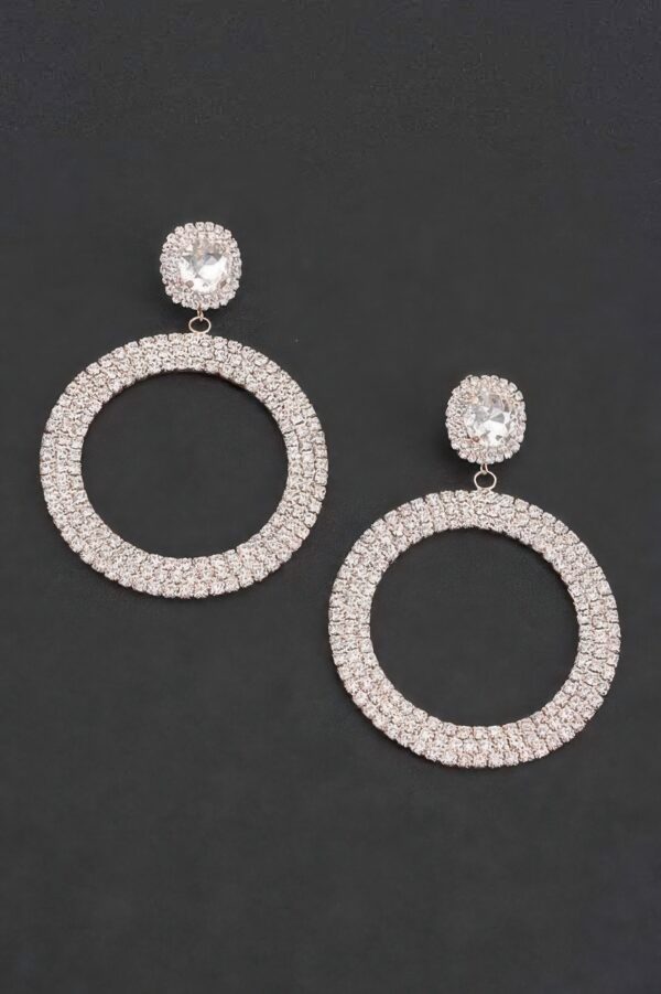 Rhinestone Circular Statement Earrings – Lightweight Sparkle