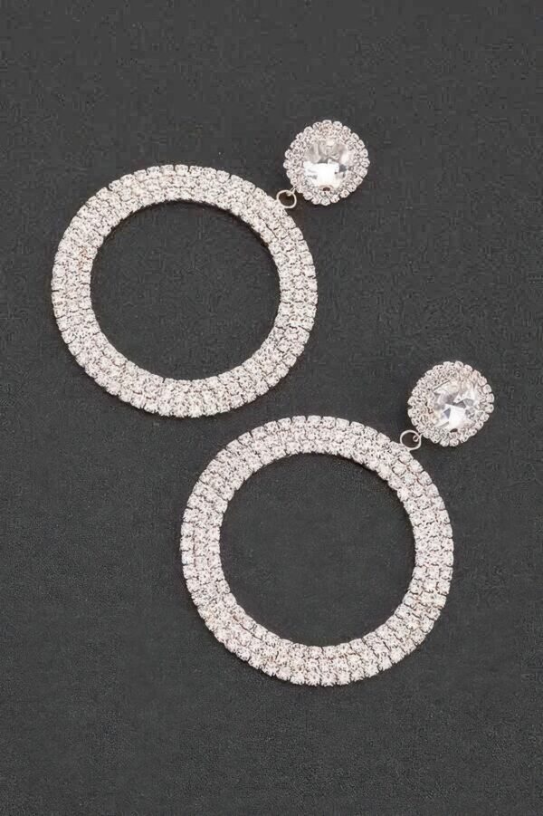 Rhinestone Circular Statement Earrings – Lightweight Sparkle