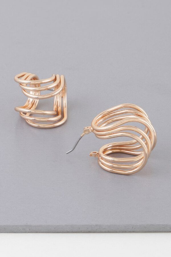 Triple-Wire Wrap Hoop Earrings – Polished Metallic