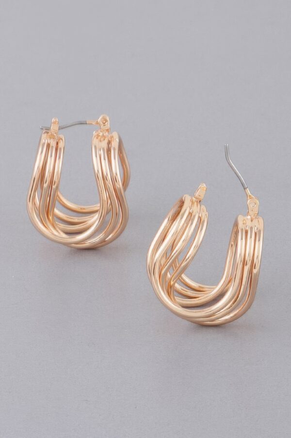 Triple-Wire Wrap Hoop Earrings – Polished Metallic