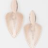 Ribbed Leaf Drop Earrings – Shiny Metallic