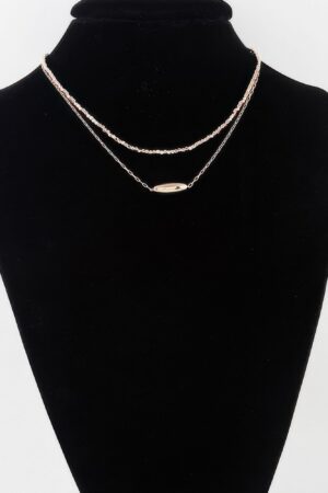 Double Cube Beaded Oval-Link Necklace – 14″ Layering Chain