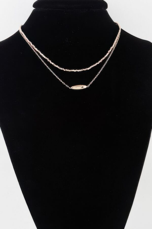 Double Cube Beaded Oval-Link Necklace – 14″ Layering Chain