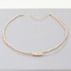 Double Cube Beaded Oval-Link Necklace – 14″ Layering Chain